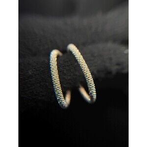 Sterling Silver Popcorn Hoop Earrings 925 Textured Sparkle Hoops